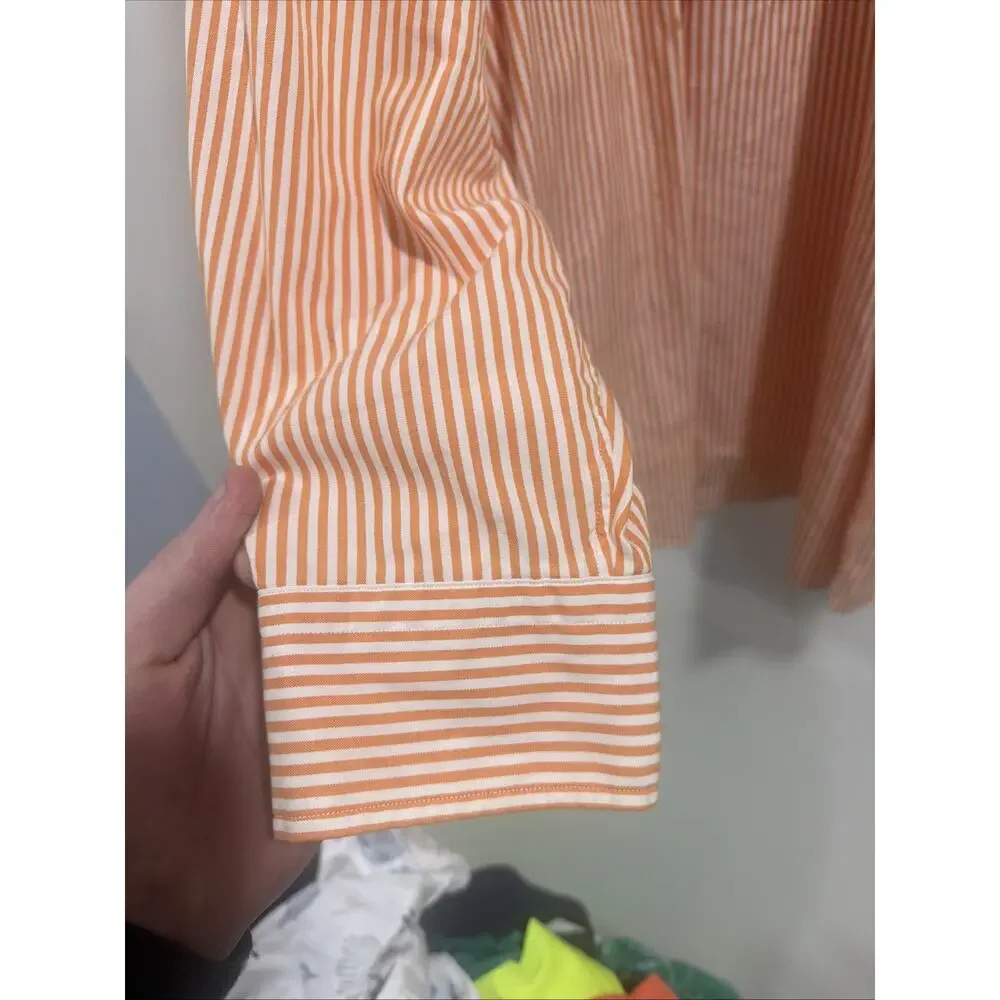 Polo Ralph Lauren Andrew Classic Fit Shirt Men's 17 32/33 Orange White Striped
